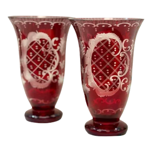 Mid 19th Century Bohemian Ruby Red Vases - a Pair