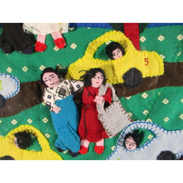 1990s Vintage Appliqué Folk Art Peru Arpillera Textile Art For Sale - Image 4 of 12