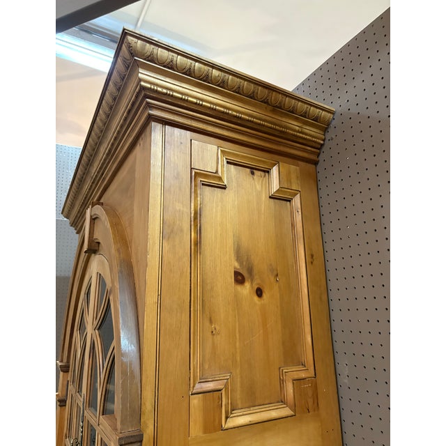 1990s Vintage Rustic Scrubbed Pine Neoclassical Style Cabinet For Sale - Image 5 of 11