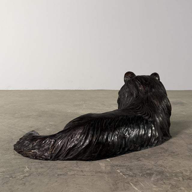 Brown Large Bronze Collie Dog Sculpture, 28” Long, Reclining Lassie-Style Figure For Sale - Image 8 of 10