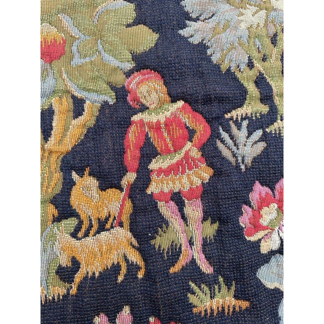 French Aubusson Style Medieval Design Jacquard Tapestry, 1960s For Sale - Image 12 of 18