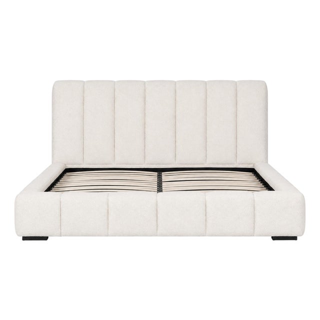 Tufted Ivory Boucle King Bed Frame For Sale