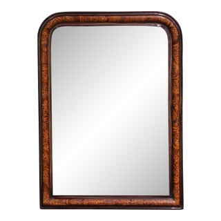 19th Century French Louis Philippe Burl Walnut Mirror With Ebonized Trim For Sale