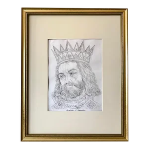 Original Antique Etching of Rudolf I the Holy Roman Emperor by William Blake