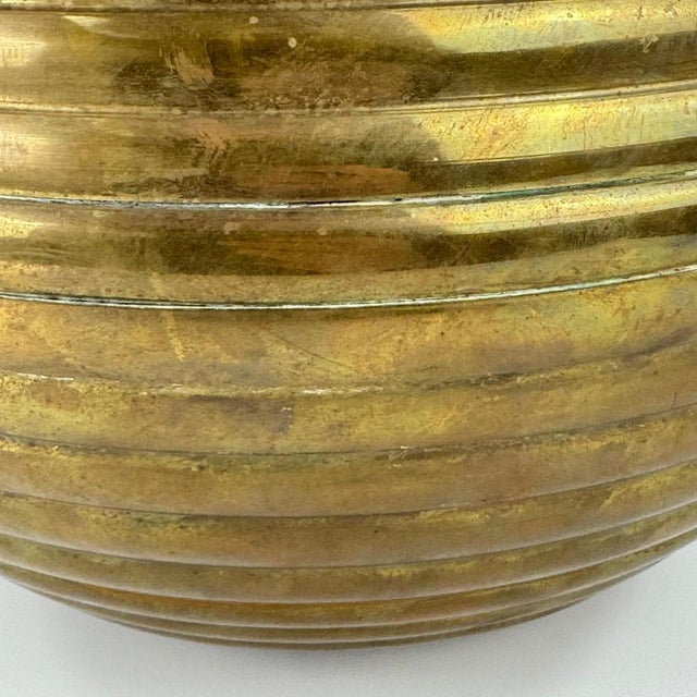 Metal Vintage Ribbed Brass Vase by Paolo Marini for Laras Padova, Italy, 1960s For Sale - Image 7 of 11
