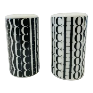 Fauchon Paris Salt and Pepper Porcelain Shakers Black and White