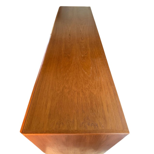 Mid-Century Modern 1970s Danish Teak Long Chest Vitre of Denmark For Sale - Image 3 of 12