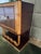 Pari of sculptural Art Deco revival Late art deco inspired nightstands or side cabinetrs featuring rich dark mahogany...