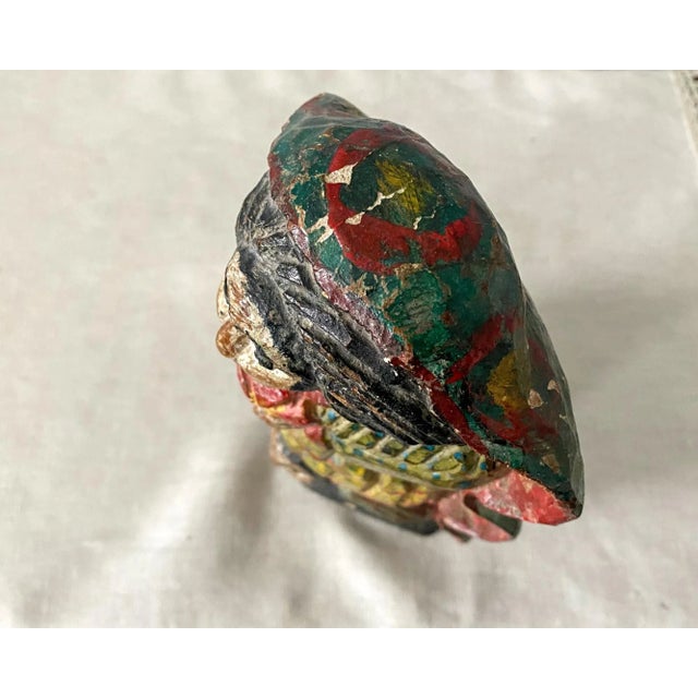 Vintage Folk Art Polychrome Carved Wood Santa Maria Santos Statue From Brazil For Sale - Image 10 of 12