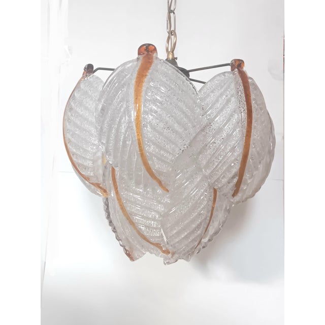 Vintage Glass Leaves Pendant Lamp, 1970s For Sale - Image 7 of 13