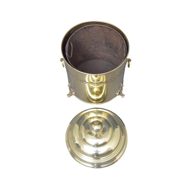 Edwardian Brass Coal Bin with Lid and Decorative Handles, 1900 For Sale - Image 6 of 8