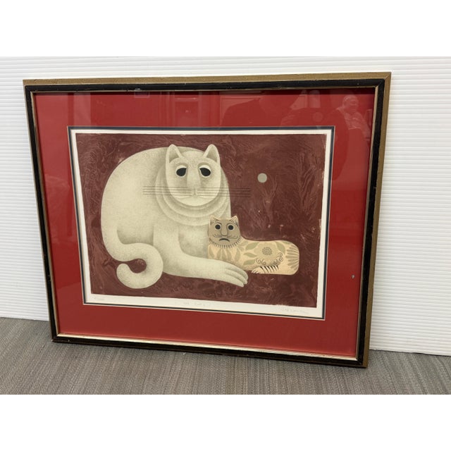 Design Plus Gallery presents Two Cats by Carol Jablonsky (1939–1992). The artwork features Jablonsky's signature folk-art...