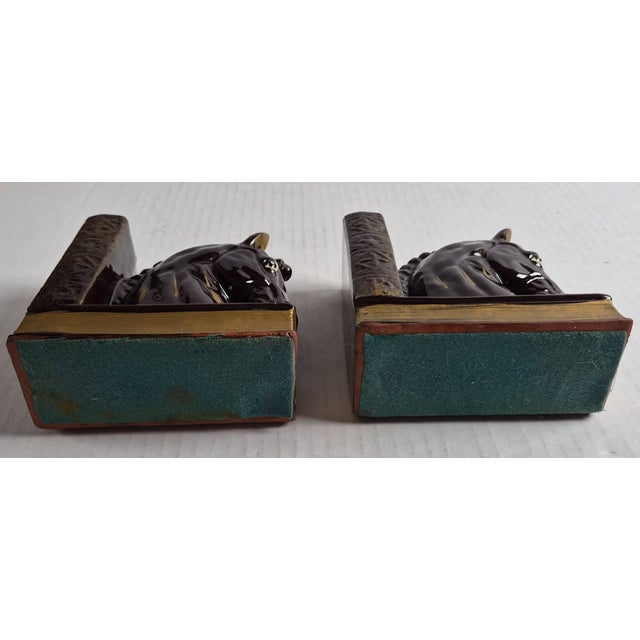 Add timeless **equestrian elegance** to your bookshelf with this striking pair of **Vintage Mid-Century Modern Horse Head...
