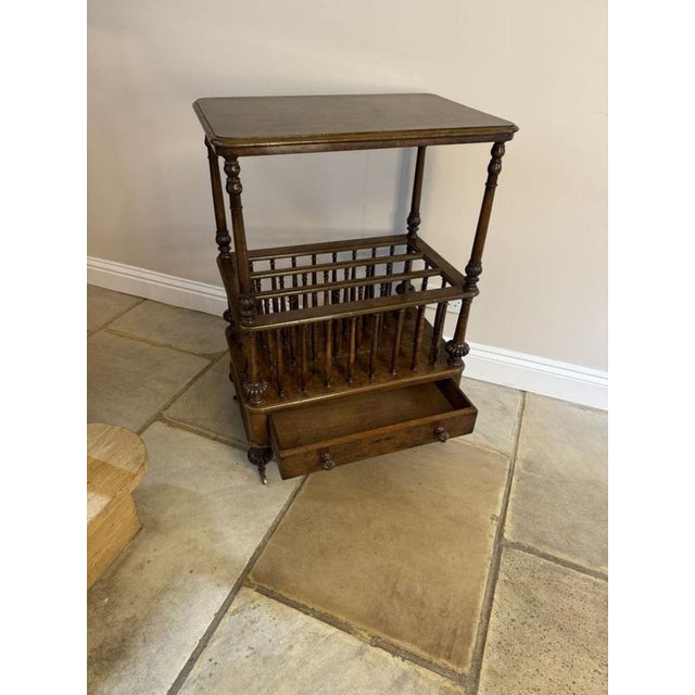 Antique Victorian Freestanding Burr Walnut Canterbury Whatnot, 1860 For Sale - Image 3 of 8