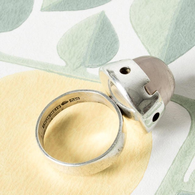 Silver and Rose Quartz Ring by Martti Viikinniemi, 1966 For Sale - Image 6 of 7