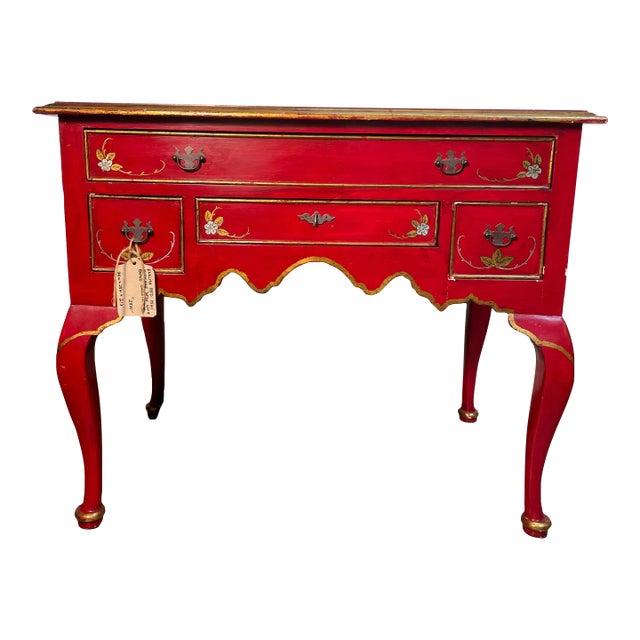 English Red Mini Kneehole Desk For Sale