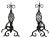 19th Century Gothic Wrought Iron Fireplace Andirons, Set of 2 For Sale