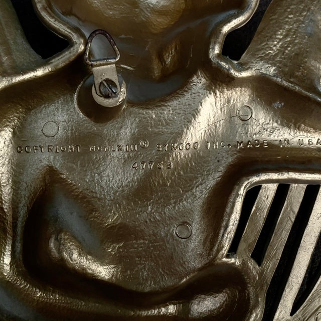 Syroco Vintage Syroco Brand Cast Resin Angel/Putti/Cupid/Fairy Sculptural Wall Hanging For Sale - Image 4 of 4