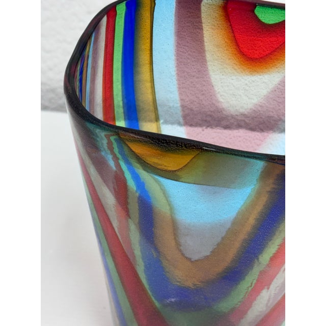 Adriano Dalla Valentina (1945-2019) Murano Glass Striped Vase For Sale - Image 9 of 12