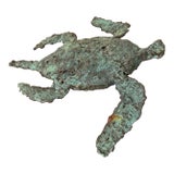 Late 20th Century Artist Made Brutalist Style Bronze Turtle Sculpture For Sale