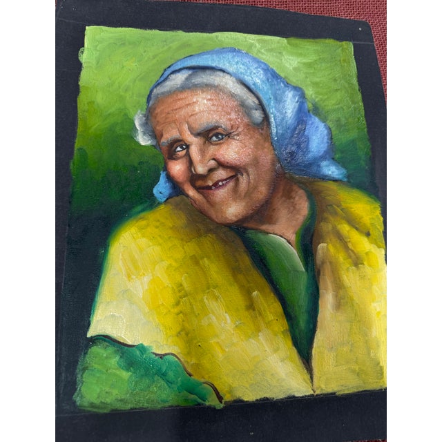 Oil Painting 1950s Loose 10x12 Colorful Old Lady From Italy Apparently unsigned Excellent condition No frame loose art...