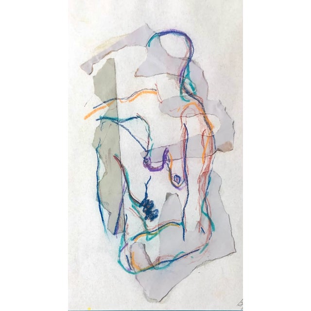 A sultry, meditative addition for your eclectic home. Signed mixed media rendering of a female nude. Pastel with paper...