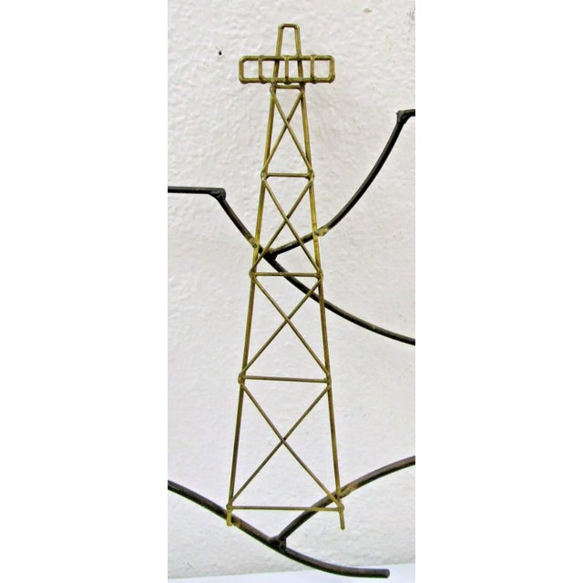 Mid-Century Modern 1950s Mid-Century Modern Oil Rig Landscape Wall Wire Sculpture For Sale - Image 3 of 9