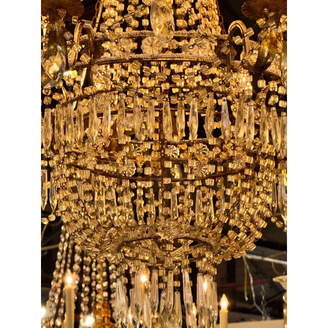 Early 20th Century French Empire Crystal Basket Chandelier For Sale - Image 4 of 6