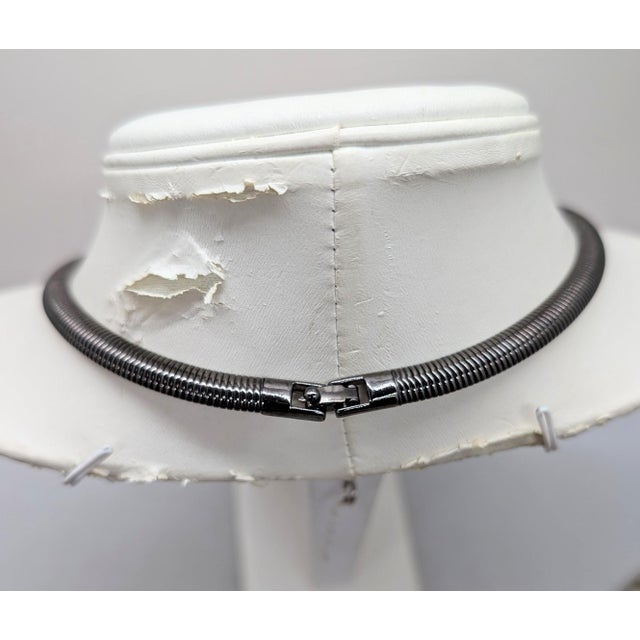 Monet Vintage 1980s Signed Monet Gunmetal White, Red & Black Enamel Mondrian Inspired Collar Necklace For Sale - Image 4 of 10