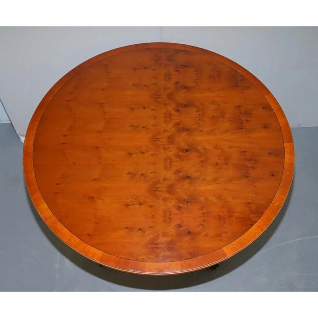 Burr Yew Wood Round Tilt-Top Dining Table For Sale - Image 3 of 18