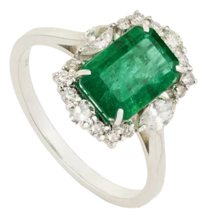 Luxury 2.44ct Emerald Diamond 18k Gold Ring Size 5.5 for Women by VRJewels