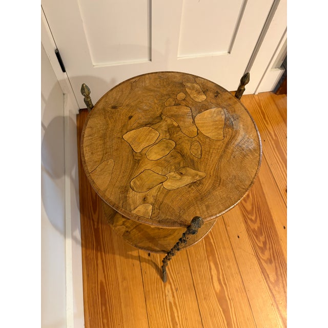 Mid-Century Modern Maison Bagues Two Tier Walnut Dore Faux Bois Side Table For Sale - Image 3 of 10