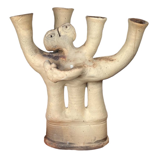 German Studio Pottery Sculptural Candleholder from Hans Fischer, 1980s For Sale