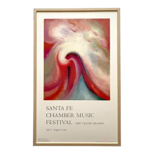 Georgia O'Keeffe Vintage 1982 Modernist Lithograph Print Framed Santa Fe Chamber Music Festival Large Poster " Series 1 - No.1 " 1918