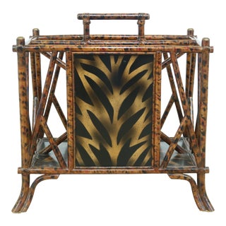 Maitland Smith Bamboo Style Faux Painted Magazine Rack For Sale