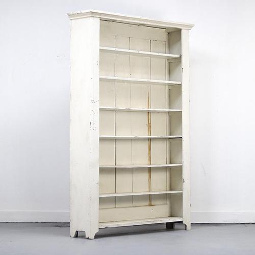 Country House White Painted Kitchen Cabinet with Shelves, 1890s For Sale - Image 4 of 13