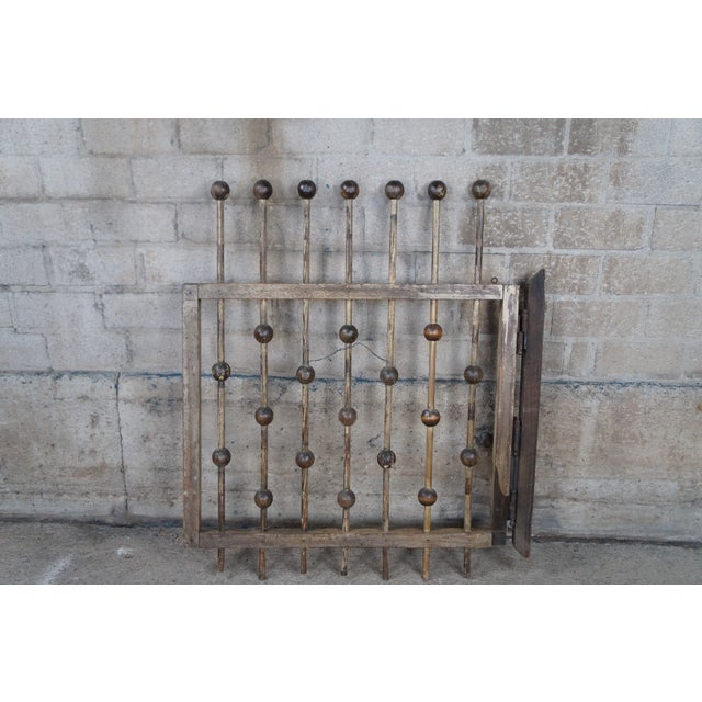 Vintage Victorian Ball & Stick Oak Fence Gate Door Architectural Salvage For Sale - Image 6 of 11
