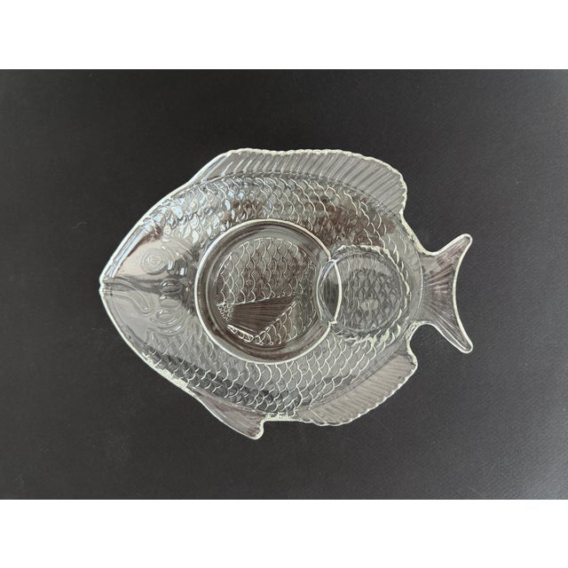 Vintage French 'Poisson' Fish Glass Snack Plate - Set of 4 For Sale - Image 4 of 5