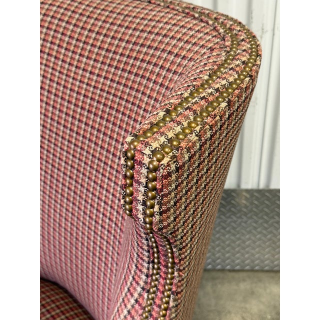Late 20th Century Houndstooth Upholstered Wingback Chair by Hickory White For Sale In New York - Image 6 of 12