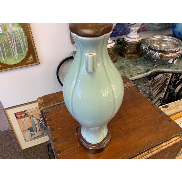 20th Century Reed and Barton Celedon Ceramic Lamp For Sale - Image 9 of 12