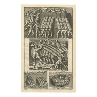 Montfaucon, The Roman Testudo, Shield Roof Formations, 1722, Engraving For Sale