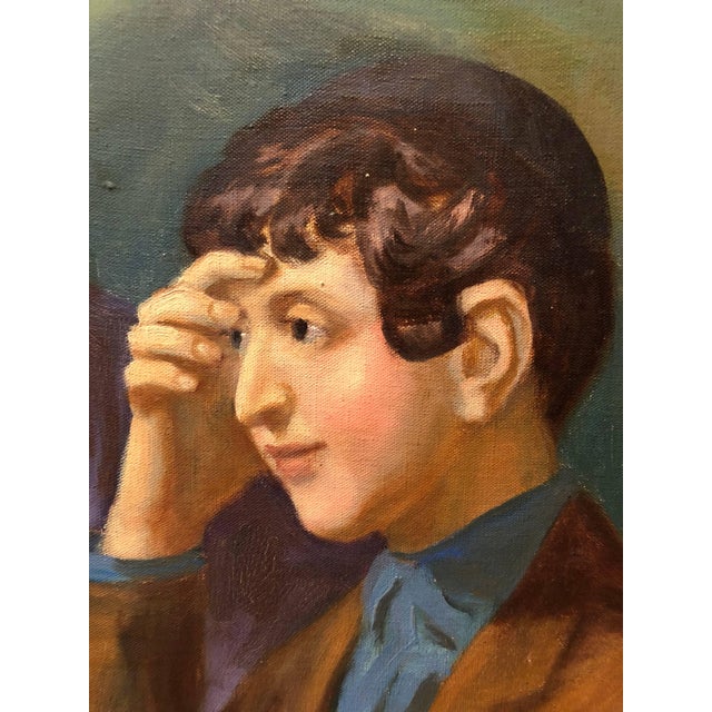 Post Impressionist Nandor Vydai Brenner, Rabbi Cheder Test Hungarian Judaica Oil Painting Nandor Brenner Vidai Bar Mitzva For Sale - Image 3 of 6