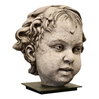 Philippe Seené, Large Bust of a Child, 2004, Clay on Bronze Base For Sale