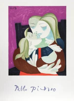 1980s "Femme et Enfant Enlaces" Lithograph After Pablo Picasso
