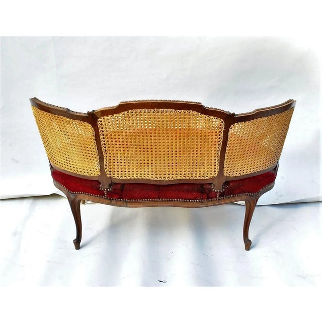 Louis XV Style Mahogany and Cane Lounge Chair For Sale - Image 10 of 14