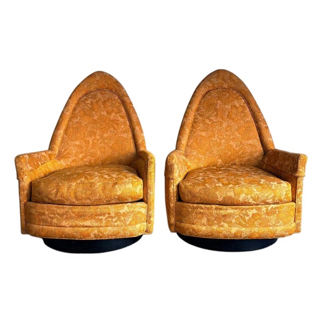 Pair of Selig Mid Century Modern Swivel Lounge Chairs, 1960s For Sale