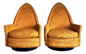 Pair of Selig Mid Century Modern Swivel Lounge Chairs, 1960s