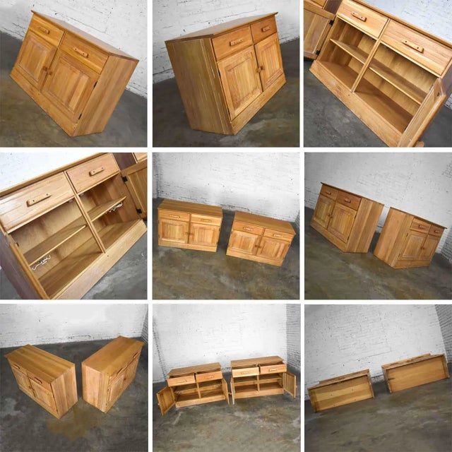 Mid 20th Century Rustic Small Credenzas or Buffet Cabinets Ranch Oak by A. Brandt Company, a Pair For Sale - Image 10 of 13