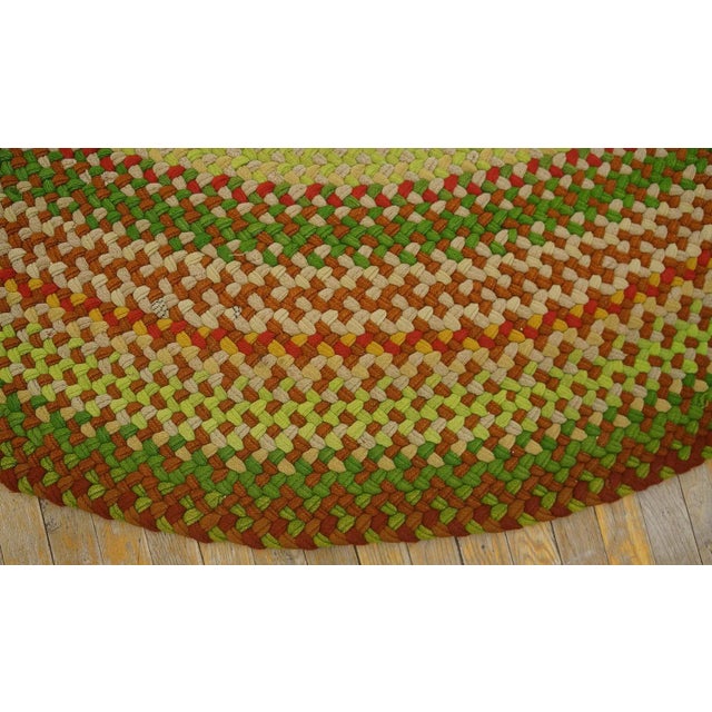 1950s Colorful Medallion Modern Vintage American Braided Rug 9' X 12' 6" Cotton Carpet For Sale - Image 9 of 12
