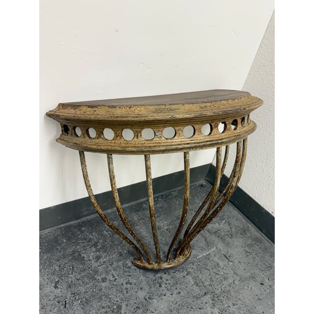 Traditional Restoration Hardware Hayrack Cast Iron Demilune Console Table For Sale - Image 3 of 12